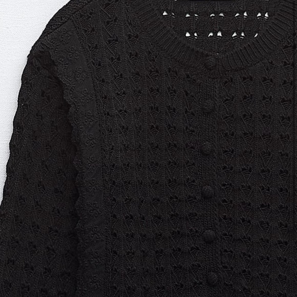 Zara knit with lace details black cardigan XS - Picture 4 of 5